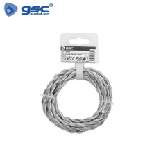 Cable textil 2,5m 2x0,75mm trenzado Plateado GSC C1/50