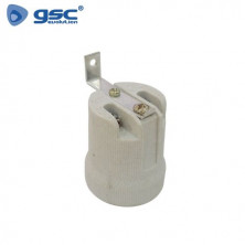 Portalámpara E27 Cerámico reforzado con gancho 90 grados Blanco GSC C25/200