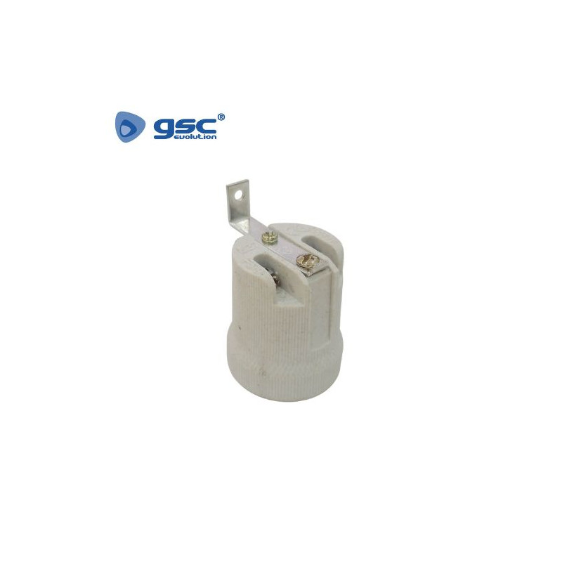 Portalámpara E27 Cerámico reforzado con gancho 90 grados Blanco GSC C25/200