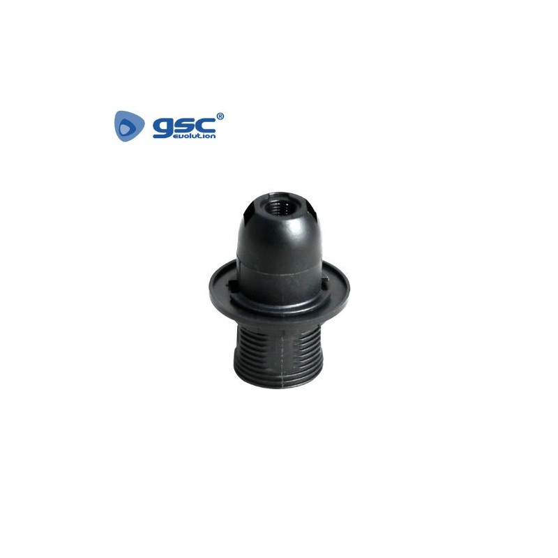 Portalámpara E14 Termoplástico Semiroscado con arandela Negro GSC C10/200