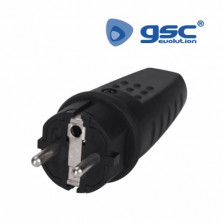 Clavija 16A 220V TT Lateral + PVC Negro Bipolar Diámetro 4,8mm IP44 Retractilado GSC C30/300