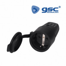 Base móvil 16A 220V TT Negro con tapa Diámetro 4,8mm IP44 Retractilado GSC C20/200