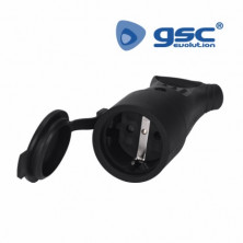 Base móvil 16A 220V TT Negro con tapa y tirador Diámetro 4,8mm IP44 Retractilado GSC C24/144