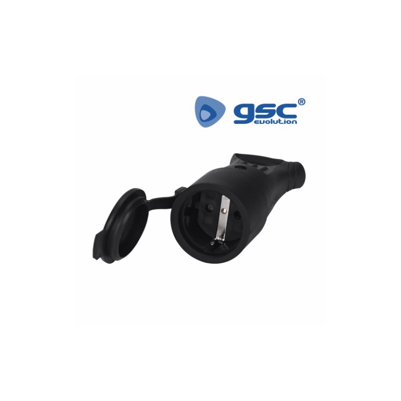 Base móvil 16A 220V TT Negro con tapa y tirador Diámetro 4,8mm IP44 Retractilado GSC C24/144