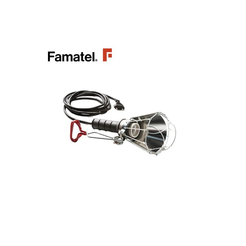 Lámpara portátil goma 100w 10 metros con pinza FAMATEL