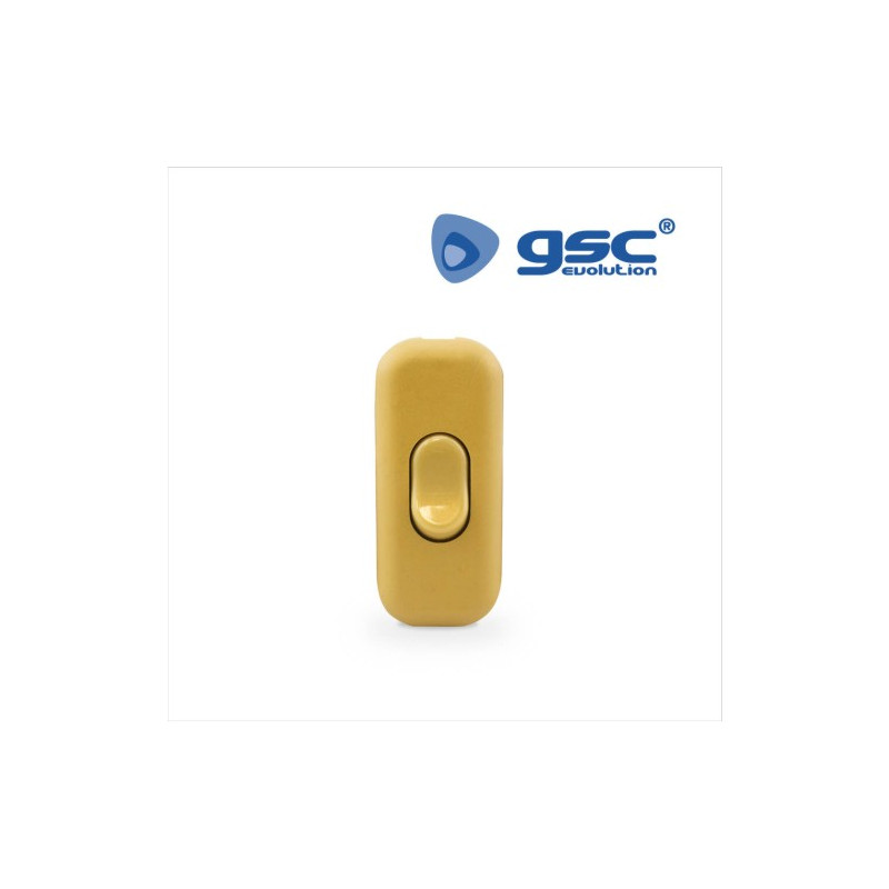 Interruptor de paso unipolar 6A 32x17.6x50mm Dorado 220V GSC C10/1000