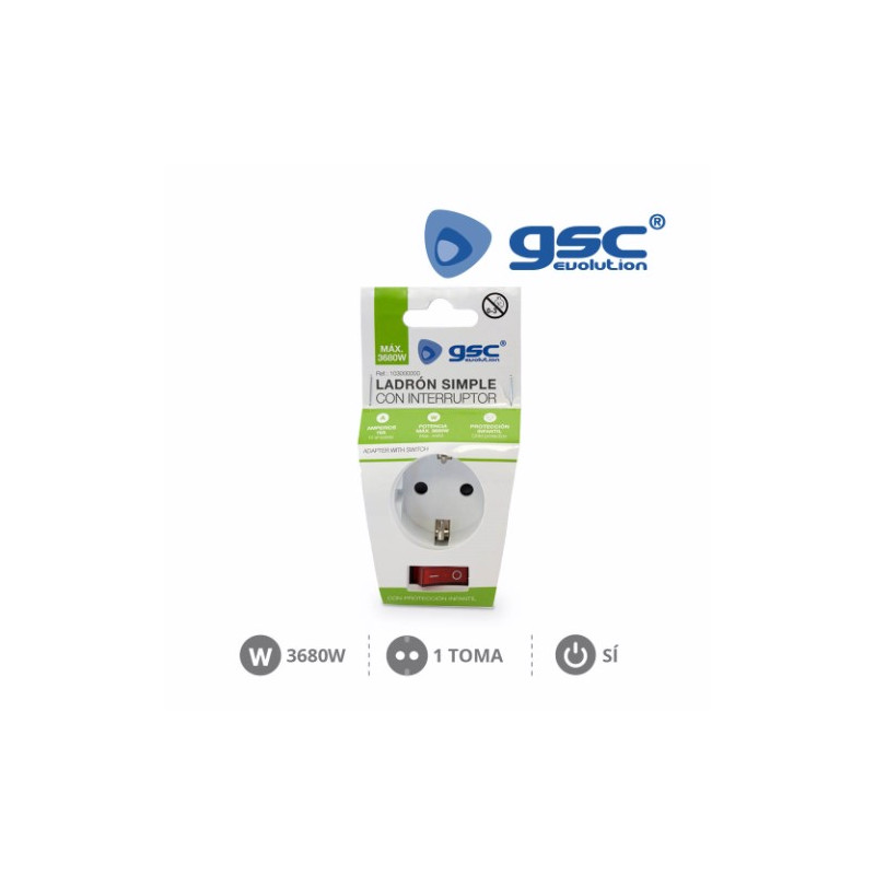 Adaptador Schuko con interruptor Blanco TT 16A-220V TT GSC C10/100