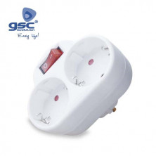 Adaptador Doble con interruptor Blanco TT 16A-220V GSC C10/100