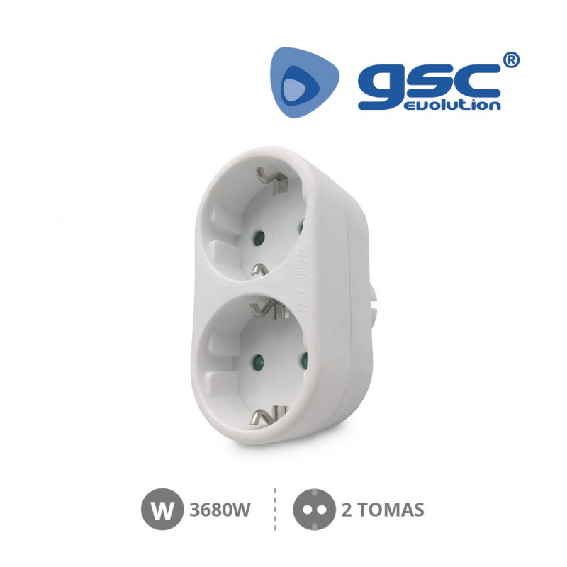 Adaptador Doble Vertical Blanco TT 16A-220V GSC C10/100