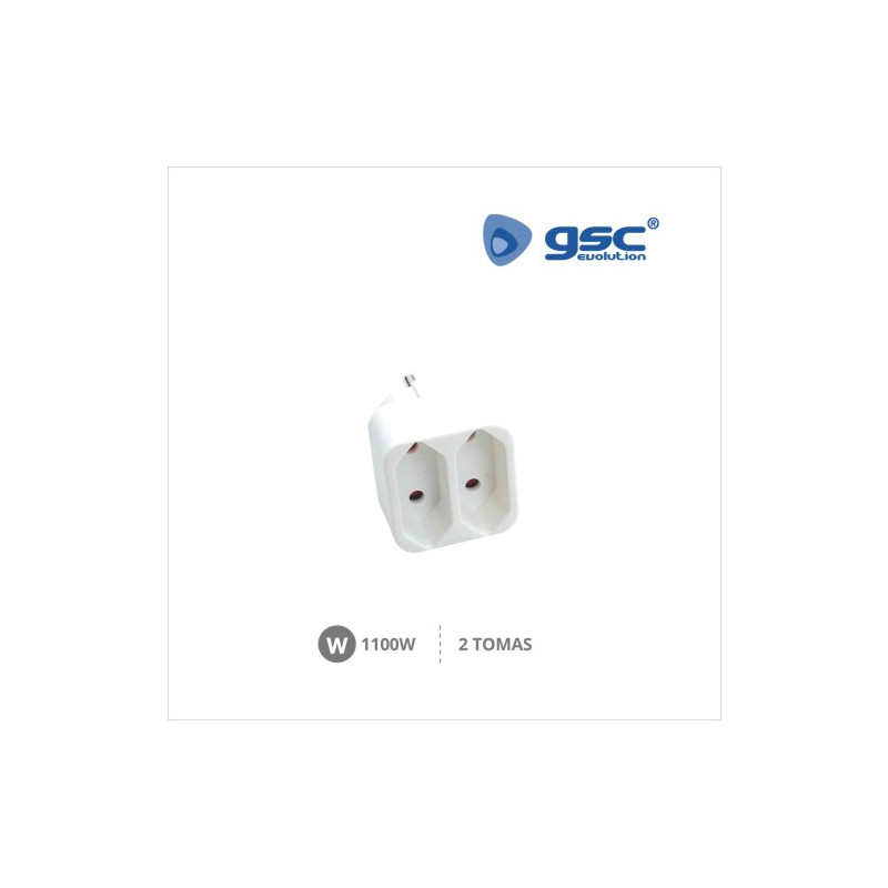 Adaptador Doble Plano Blanco TT 10A-220V GSC C10/100