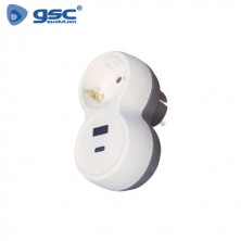 Adaptador Simple con tomas USB tipo A y USB tipo C (3 Amperios) GSC