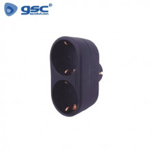 Adaptador Doble Negro Vertical TT 16A-220V GSC C10/100