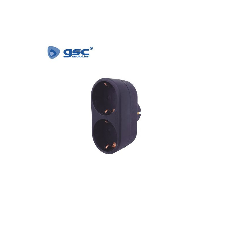 Adaptador Doble Negro Vertical TT 16A-220V GSC C10/100