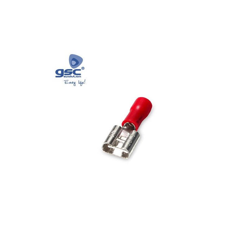 Terminal faston hembra plano de 7,4mm para cable de 1,5mm Rojo Bolsa 50 unidades GSC