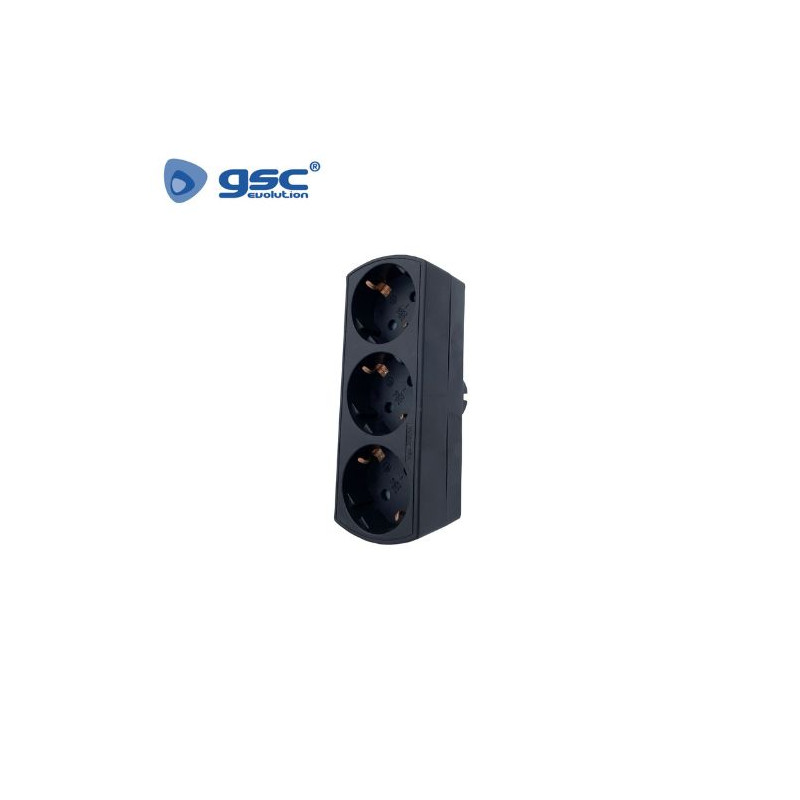 Adaptador Triple Negro TT 16A-220V GSC C10/100