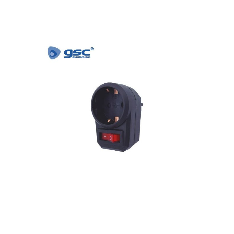 Adaptador con interruptor Negro TT 16A-220V GSC C10/100