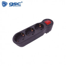 Adaptador Triple con interruptor Negro TT 16A-220V GSC C10/50