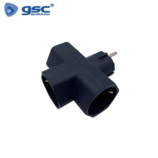 Adaptador Triple Negro TT 16A-220V GSC C10/100
