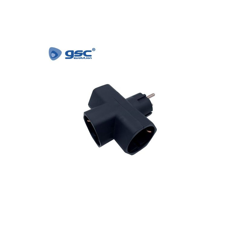 Adaptador Triple Negro TT 16A-220V GSC C10/100