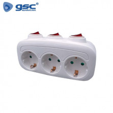 Adaptador Triple con multi-interruptor Blanco TT 16A-220V GSC C5/50