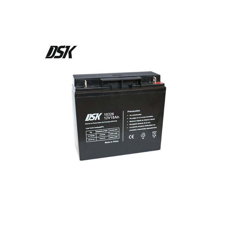 Batería de Plomo 12v 18 Ah (Largo 181 x Ancho 76 x Alto 167mm) DSK