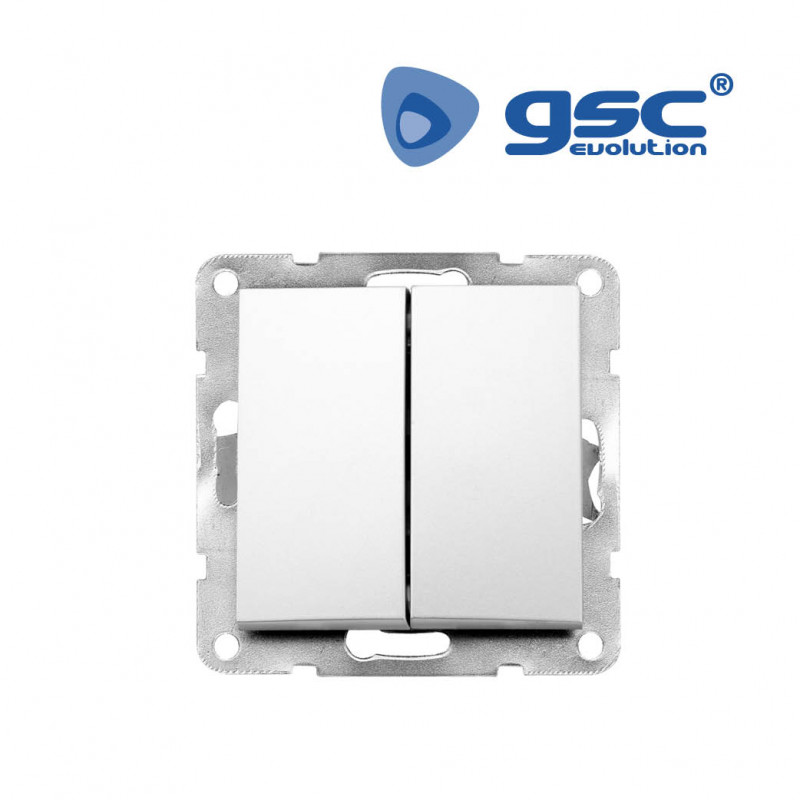 Mecanismo empotrar Serie IOTA Conmutador doble 10A-220V Blanco GSC C10/100