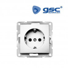 Mecanismo empotrar Serie IOTA Base enchufe 16A-220V 2P+TT Plata GSC C8/80