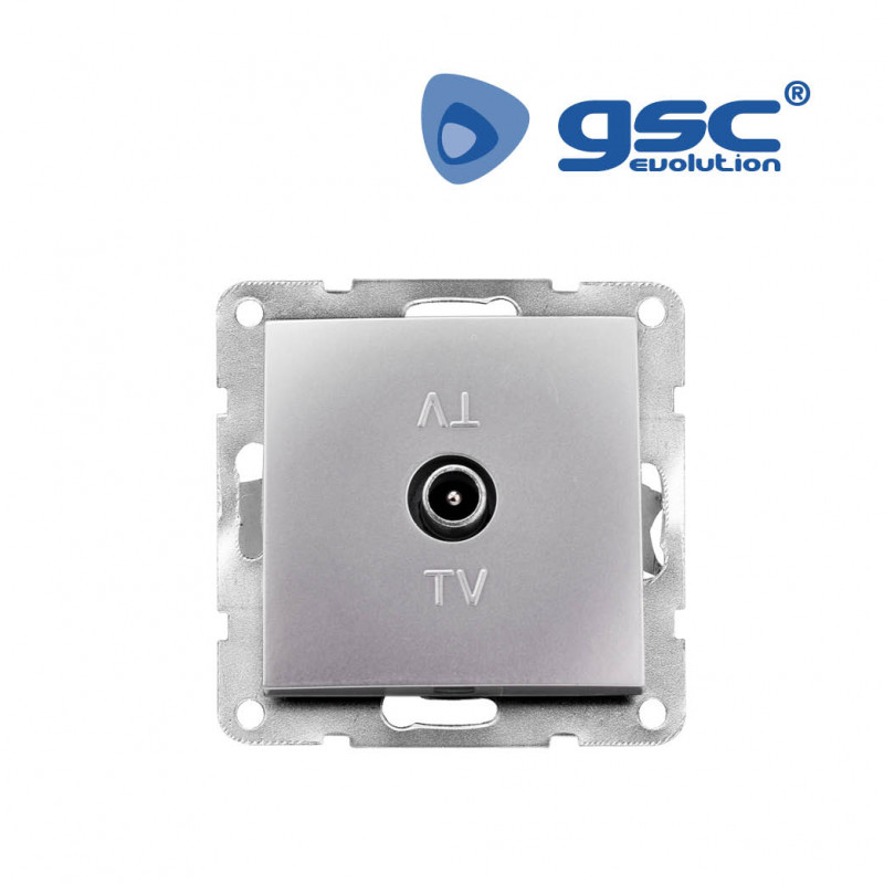 Mecanismo empotrar Serie IOTA Base TV Diámetro 9,5mm 16A-220V Plata GSC UUS C8/80