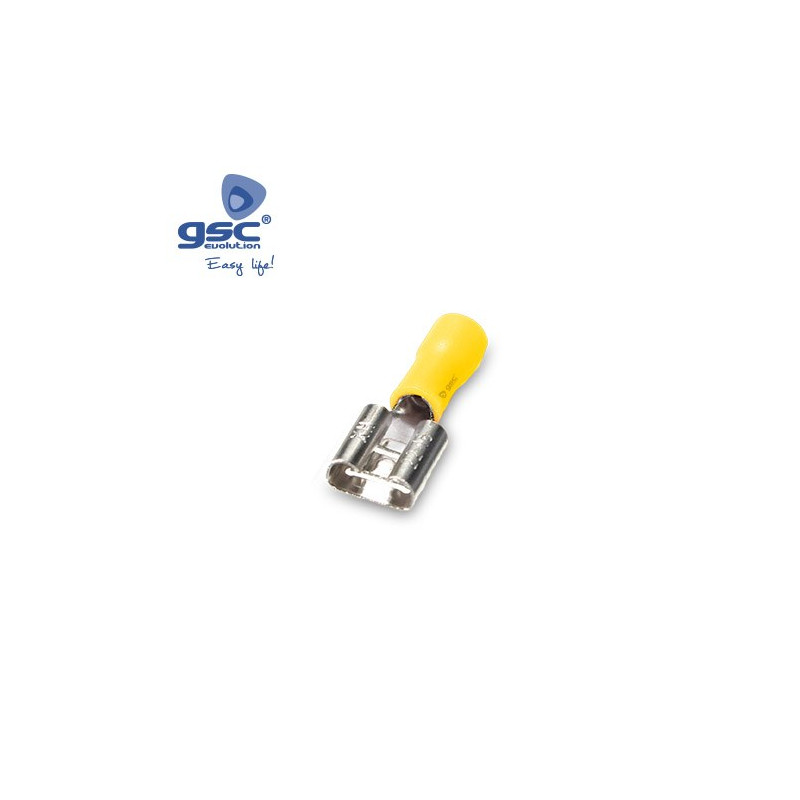 Terminal faston hembra plano de 7,4mm para cable de 4-6mm Amarillo Bolsa 50 unidades GSC