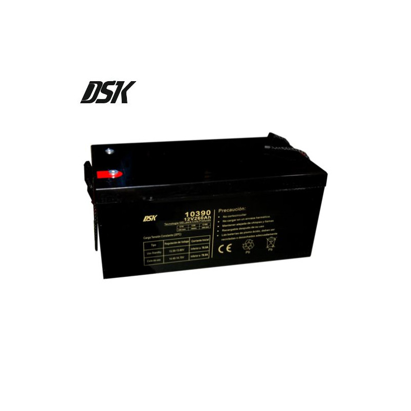 Batería de Plomo 12v 260 Ah GEL Ciclo Profundo (Largo 520 x Ancho 268 x Alto 220mm) DSK