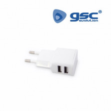 Cargador 2 tomas USB 5V/2,1A Blanco Blister 230V GSC C1/300