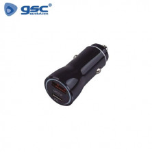 Cargador mechero coche 2 USB (1 toma QC3.0 de carga rápida + 1 Toma tipo C 3A) GSC C1/250