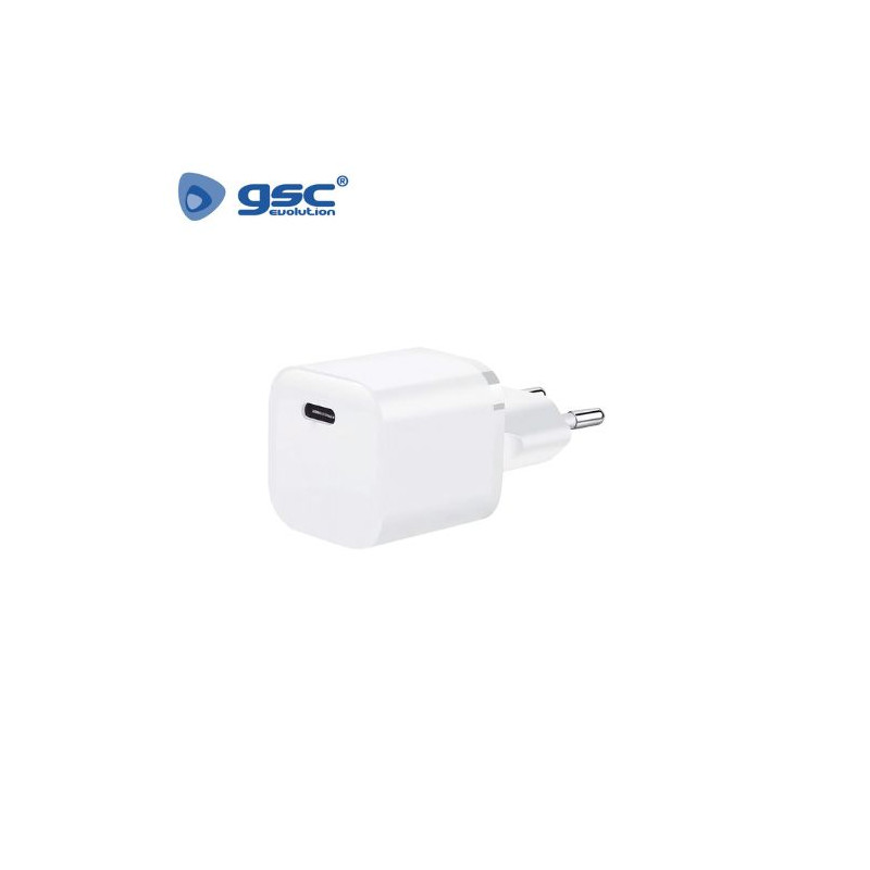 Cargador 1 toma USB tipo C 5V/3A Blanco 230V GSC C1/200