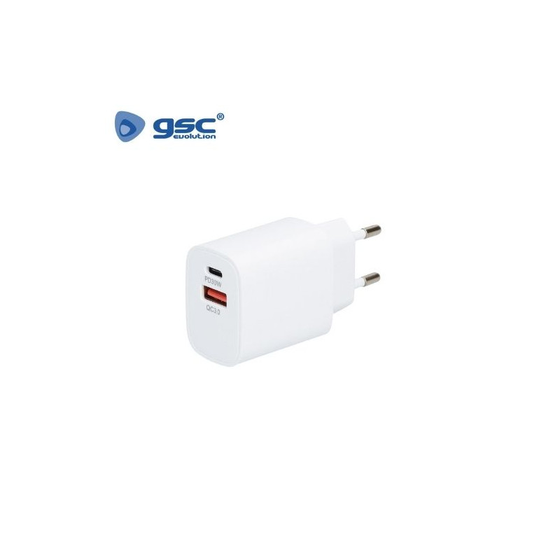 Cargador 2 tomas USB de carga rápida (1 toma USB A de 3A + 1 toma USB C) GSC C1/200