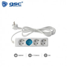 Base 4 Tomas TT 3x1,5mm 3 metros de cable Blanca (B) GSC C1/15