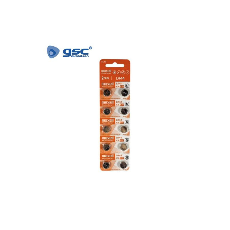 Pila botón Alcalina LR44 Blíster 10 pilas MAXELL C20/400