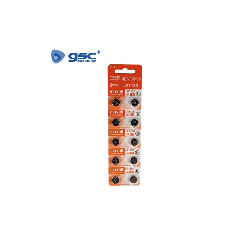 Pila botón Alcalina LR1130 Blíster 10 pilas MAXELL C20/0