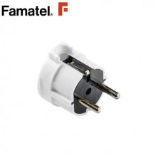 Clavija 16A 220V TT Lateral Blanco Diámetro 4,8mm Retractilado FAMATEL 60