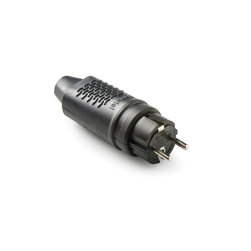 Clavija 16A 220V TT Goma Negro Doble Diámetro 4,8mm IP44 Retractilado FAMATEL 10
