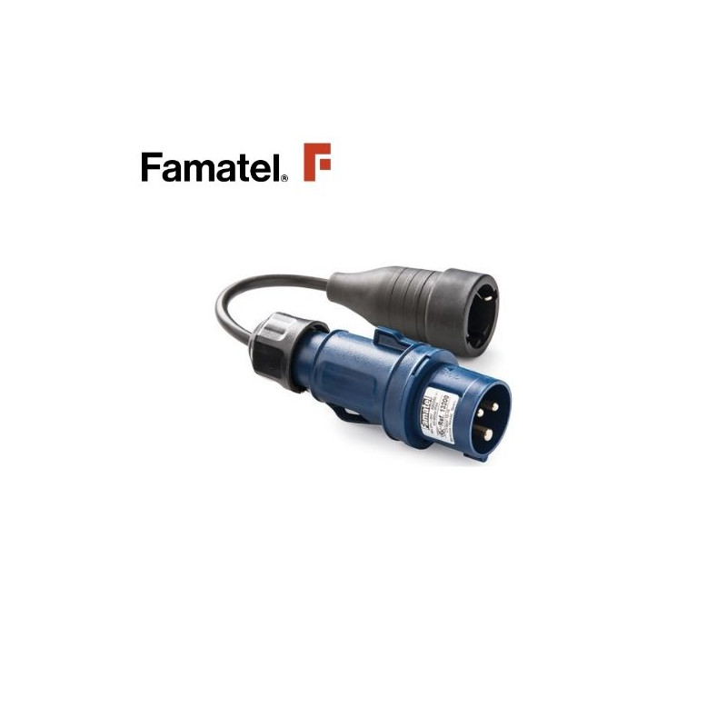 Adaptador Clavija CETAC 2P+T 16A a Base movil 16A Cable 25 cm FAMATEL | 10