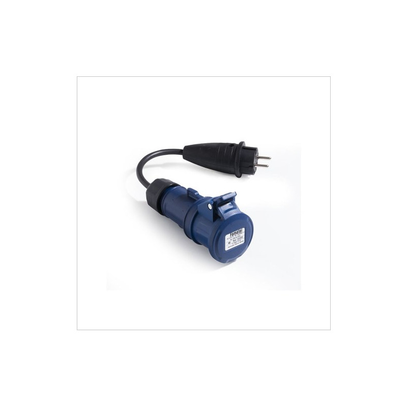 Adaptador base CETAC 2P+T 16A a Clavija Schuko 16A con Cable de 25cm 16A 250V IP44 FAMATEL