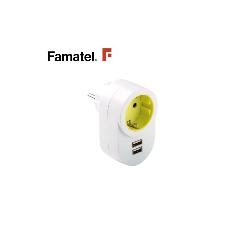 Adaptador Schuko 16A-250V TT con 2 USB FAMATEL | 6
