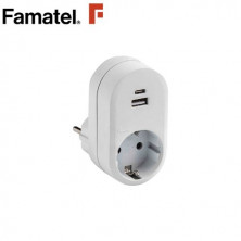 Adaptador TT 16A-250V con USB A+C FAMATEL C1/12