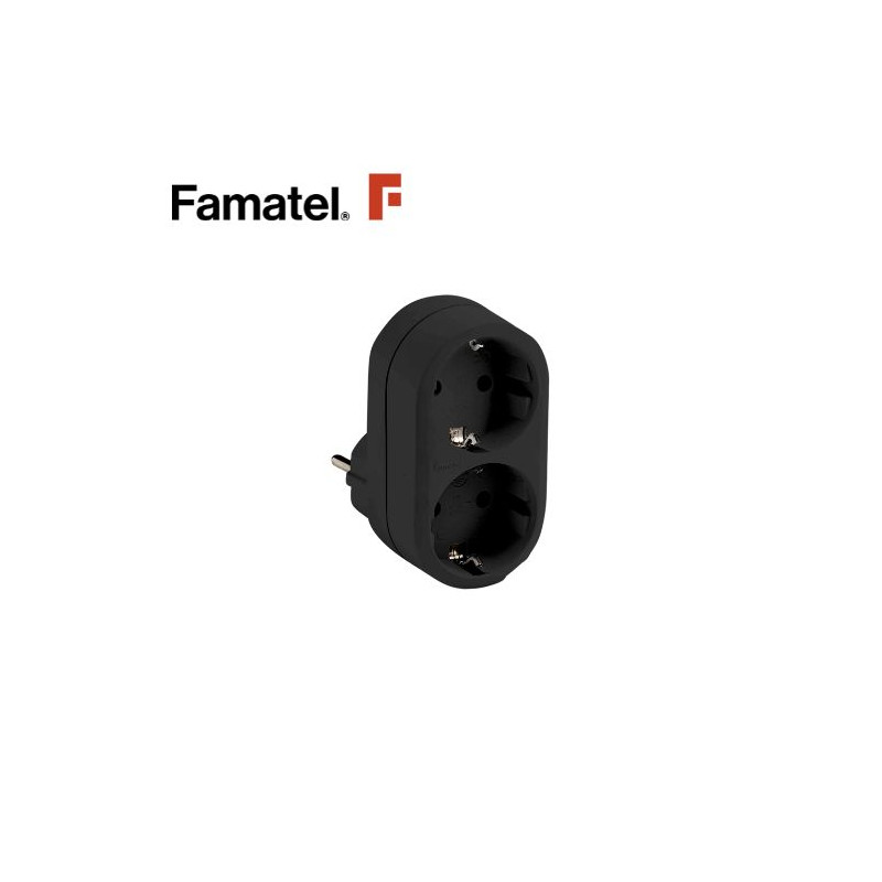Adaptador Doble Negro TT 16A-220V FAMATEL C1/12