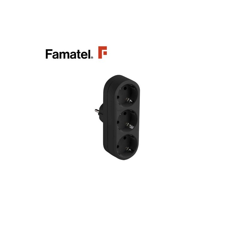 Adaptador Triple Negro TT 16A-220V FAMATEL C1/9