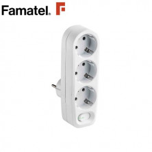 Adaptador Triple con interruptor Blanco TT 16A-250V FAMATEL C1/6