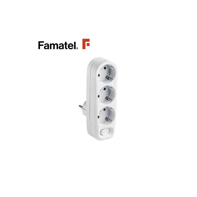 Adaptador Triple con interruptor Blanco TT 16A-250V FAMATEL C1/6