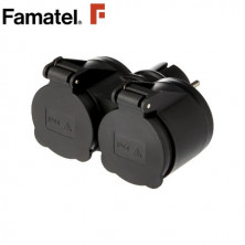 Adaptador doble TT 16A-250V con tapa IP44 FAMATEL C1/10