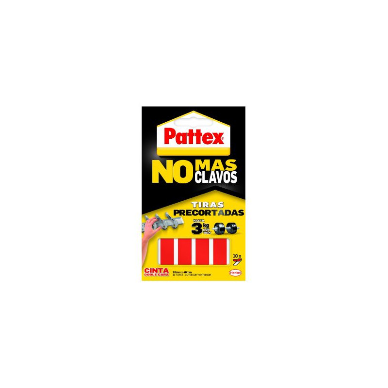 Pattex No mas Clavos cinta doble cara Tiras precortadas Roja C12