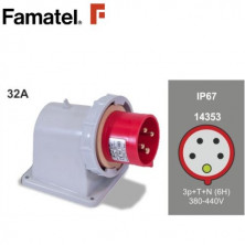 Clavija CETAC pared 90° 3P+N+T 32A 400V IP67 FAMATEL | 2